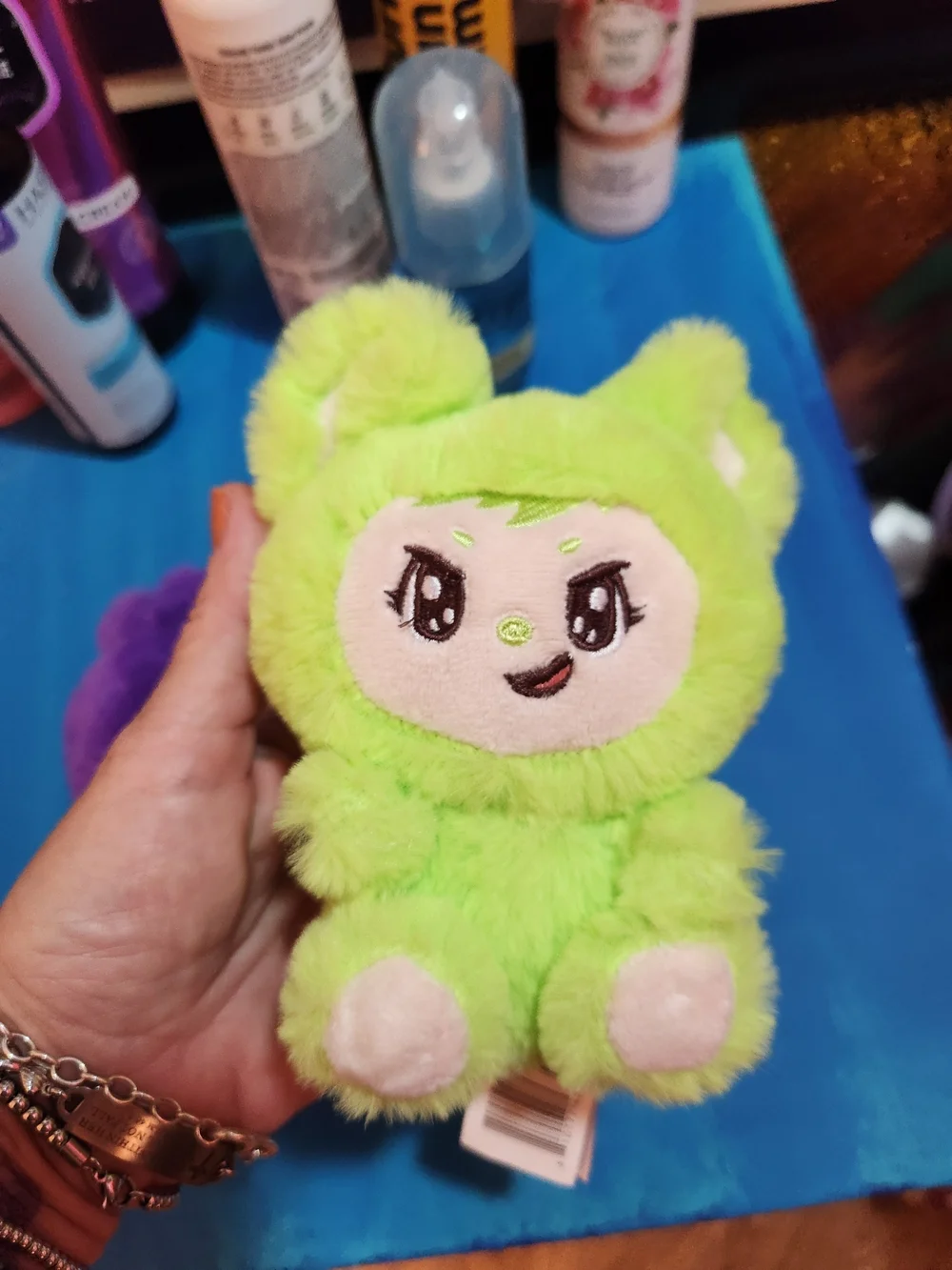 La BABIES Plush Monster Keychain Pair - Purple & Neon Green